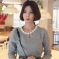 韩国服饰批发 babirolen钉珠花朵装饰镂空羊毛衫（2色）