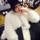 韩国服饰2015热款 stylenanda潮人街拍风白色仿皮草外套