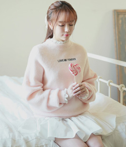 韩国服装代购 attrangs柔美字母宽松卫衣（2色）