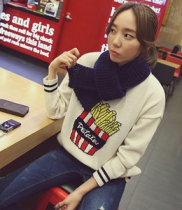 韩国女装kongstyle MOSCHINO同款街拍风薯条羊毛衫（2色）