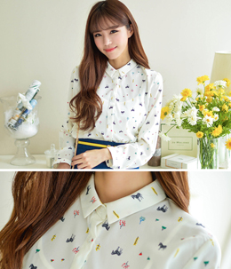 韩国服饰网 bongjashop可爱斑马衬衫（2色）