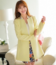 韩国女装代理 bongjashop拼色领修身长款西装（3色）