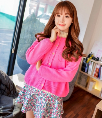 韩国服饰2015春夏热款 bongjashop糖果色针织开衫（6色）