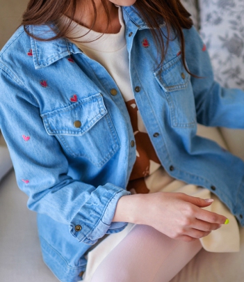 韩国女装正品代购 bongjashop可爱桃心衬衫（2色）