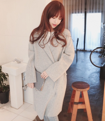 韩国服饰代购 cherry-spoon气质长款系带大衣（2色）多穿法