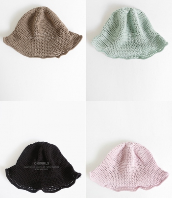 韩国服饰网 qnigirls潮人街拍可爱针织花朵沿帽（7色）