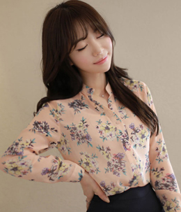 韩国女装网店代销 fiona气质碎花衬衫（2色）