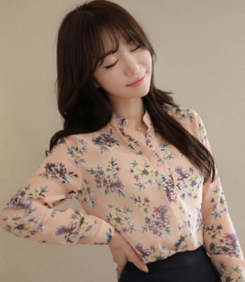 韩国女装网店代销 fiona气质碎花衬衫（2色）