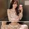 韩国女装网店代理 fiona水玉波点花朵衬衫（2色）