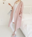 韩国服装代理 naning9气质百搭长款粉色开衫