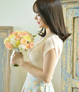韩国女装批发 attrangs百搭浪漫花苞袖修身针织衫（4色）