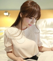 韩国女装代购 fiona褶皱花瓣领公主袖衬衫（2色）