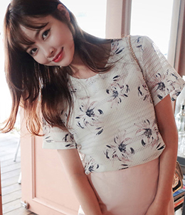 韩国女装代购新款 cherrykoko浪漫大花镂空衬衫
