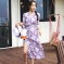 韩国女装网店代销 lagirl和服式民俗风开叉连衣长裙（2色）