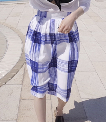 韩国服饰代购 lovestar9气质格纹高腰半身中裙（2色）